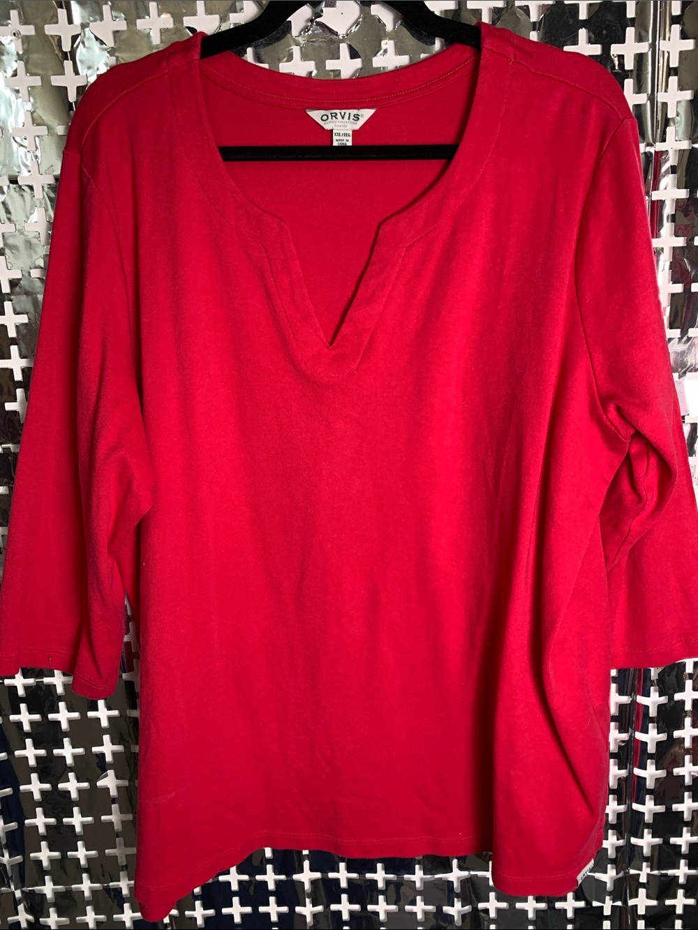 Orvis Red Split-V Long Sleeve Women's Top